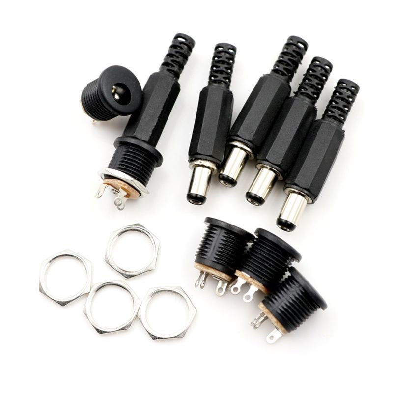 CRE  10 pcs 12V 3A Plastic Male Plugs + Female Socket Panel Mount Jack DC Power Connector Electrical Supplies