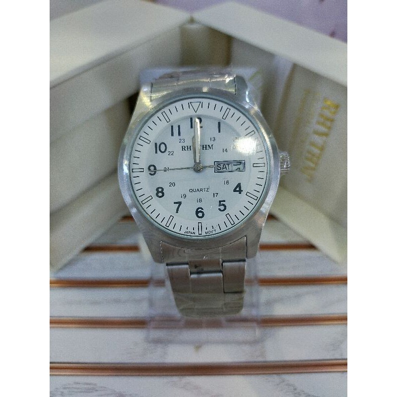 ( ORIGINAL ) Rhythm G1101S Jam Tangan Stainless Steel / G 1101 S