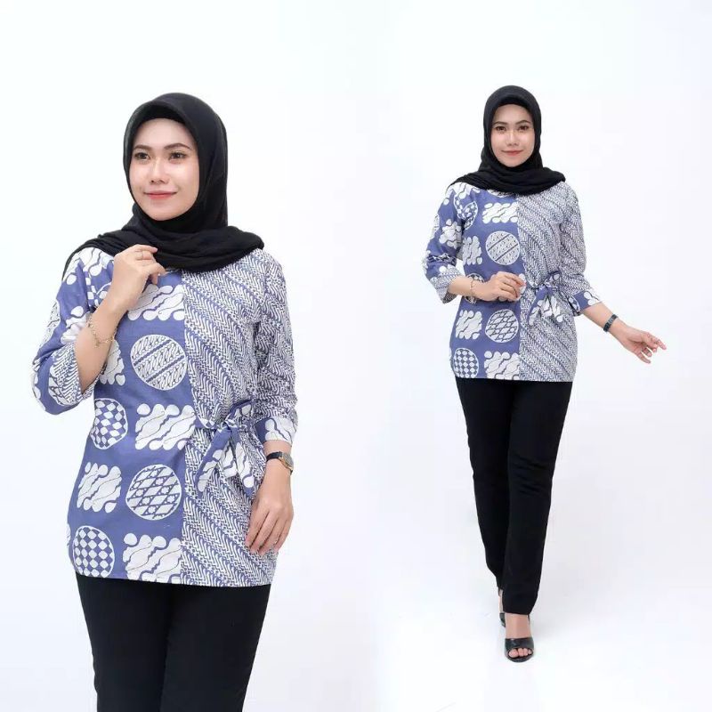 tey-17 Batik wanita ASJ SA HRB026 Kenongo Kemeja Tosca Pendek-Flash sale
