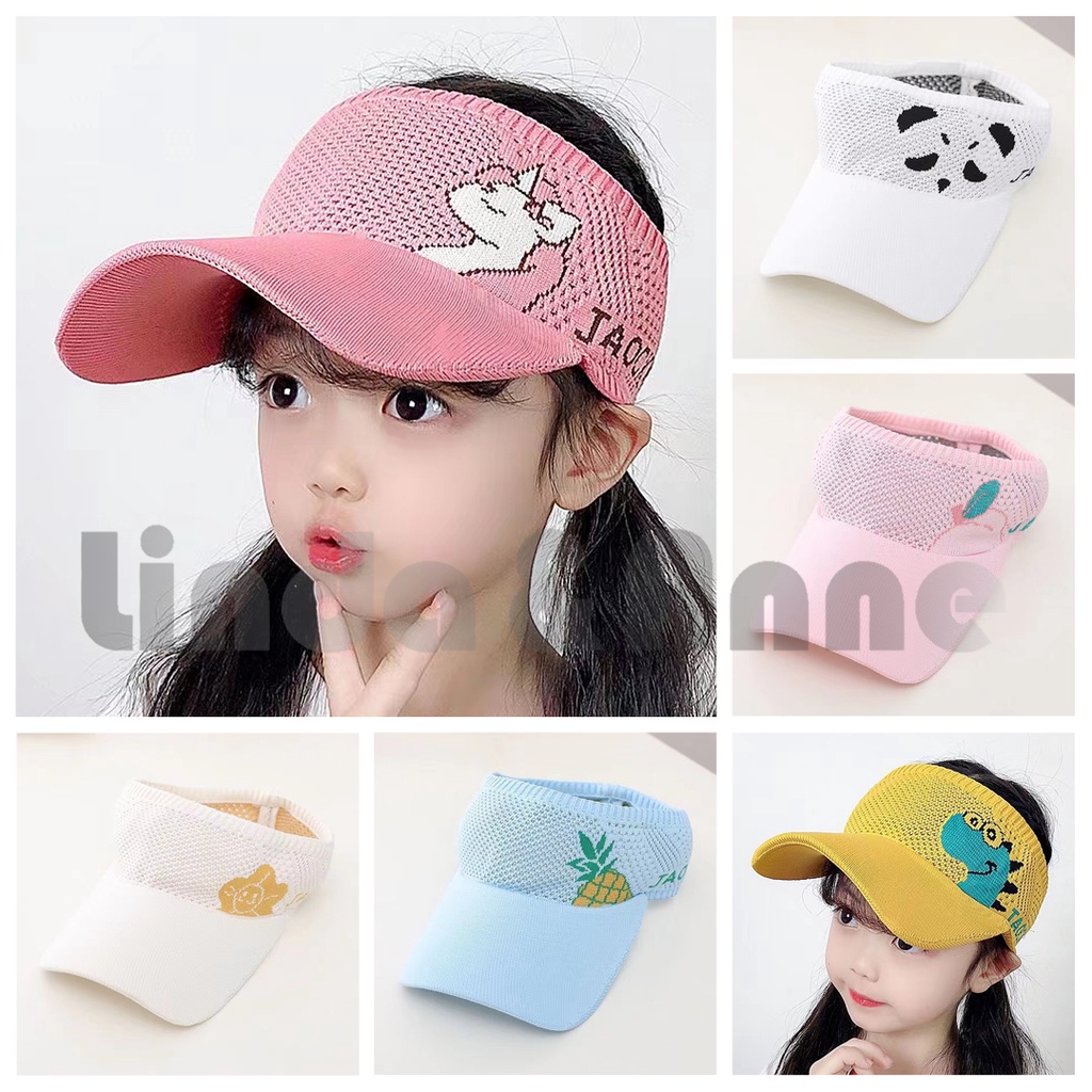 Topi Rajut Anak-Anak Kosong Atas Perlindungan Matahari Motif Karakter Lucu Murah