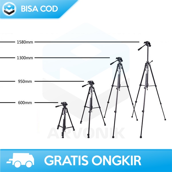 TRIPOD STAND PORTABLE BY WEIFENG LIGHTWEIGHT WT-3540 KOKOH SAMPAI 3 Kg