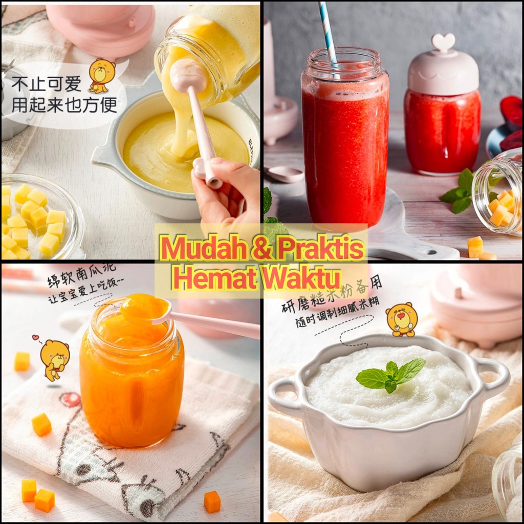 3in1 Bear Blender Bayi / Blender Baby / Baby Food Maker / Makanan Bayi - Pink