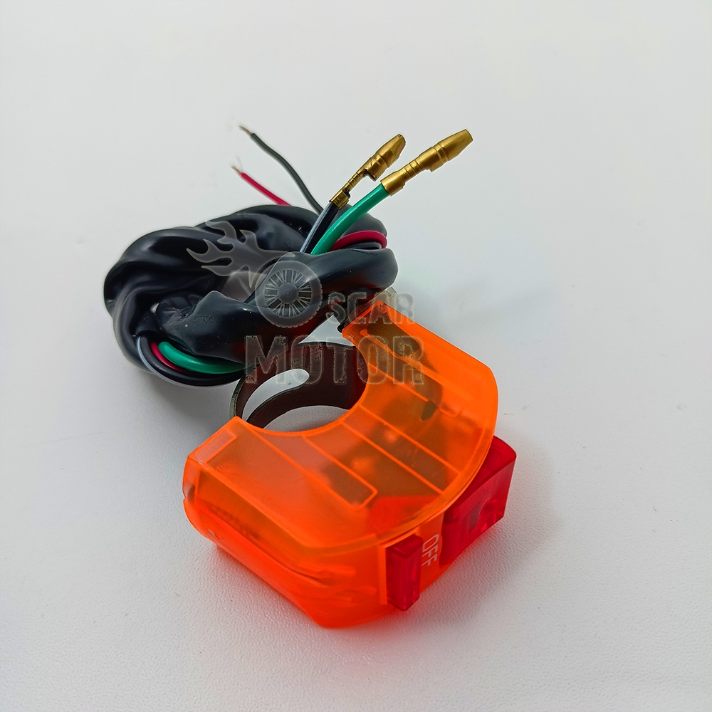SAKLAR ENGINE STANG ON OFF SWITCH TRANSPARAN BREKET STANG UNIVERSAL NYALA LED motor