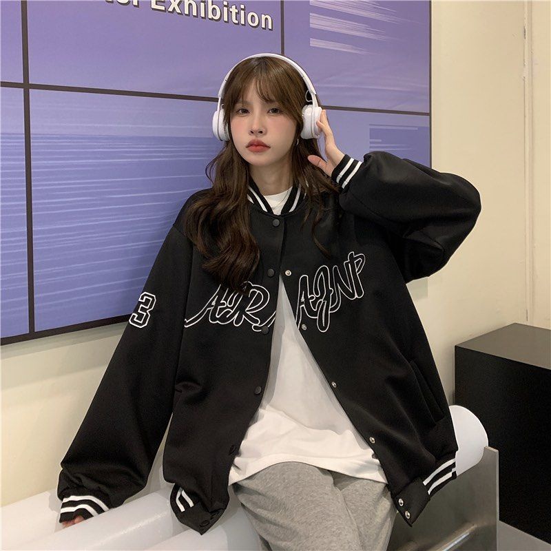 Jaket Varasity Basball ARAJNP Size M.L.XL.XXL | Jaket Baseball Wanita Oversize Korean Style-7