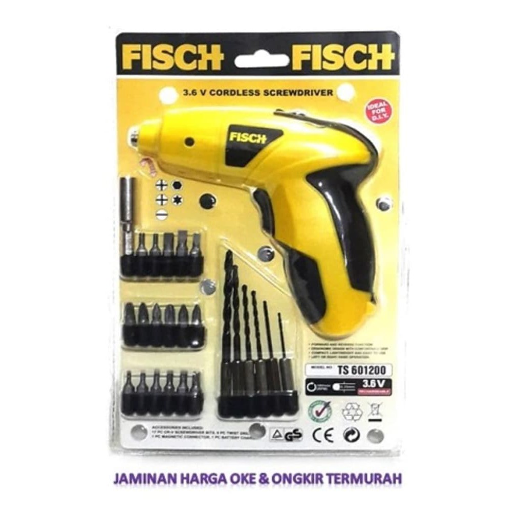 BOR MINI KOMPLIT - MESIN BOR FISCH - MESIN BOR MINI CORDLESS SCREWDRIVER 3.6V 601200 FISCH