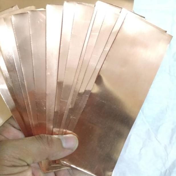 [KODE 6WTHL] Lempengan plat lembaran tembaga murni ukuran 5cm x 15cm tebal 0.6mm