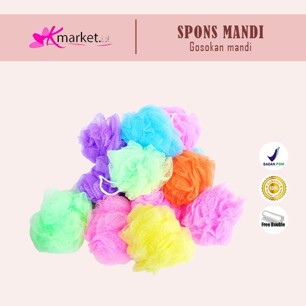 Sponge mandi shower puff sabut mandi busa mandi sabun warna gosokan daki scrub badan TERMURAH| Spons Mandi