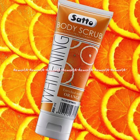 Satto Body Scrub Whitening Orange 200ml Sato Krim Skrub pemutih Kulit