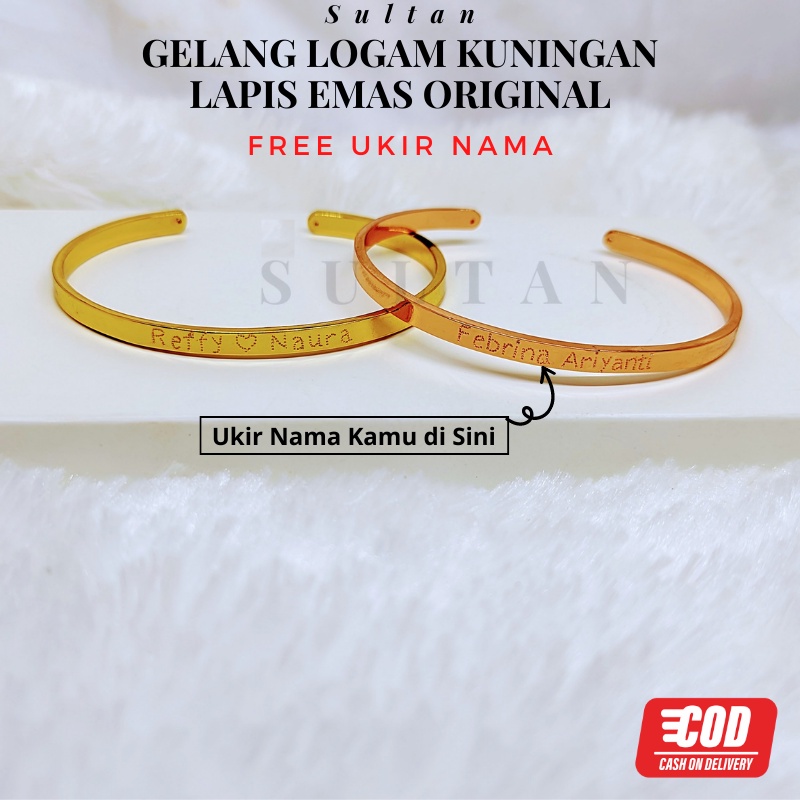 GELANG BANGLE WANITA CARTIR PREMIUM FREE UKIR NAMA Aksesoris Fashion Gelang Tangan Bangle Lapis Emas