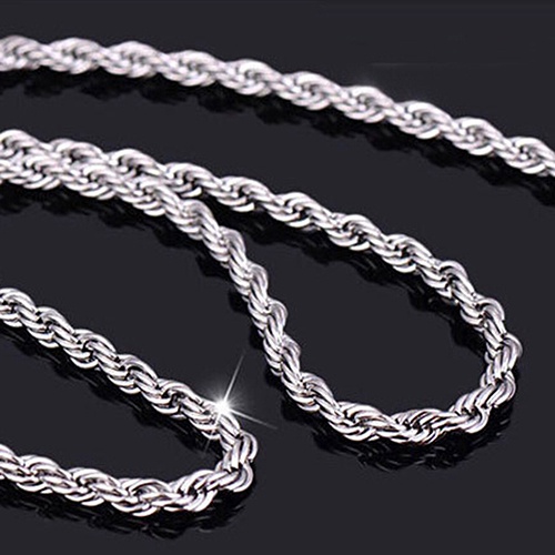 Hu Hu Hu Hu Hu Alat Bantu Pasang Kacamata♡ Kalung Rantai Sterling Silver 925 Model Twist Untuk Pria Dan Wanita