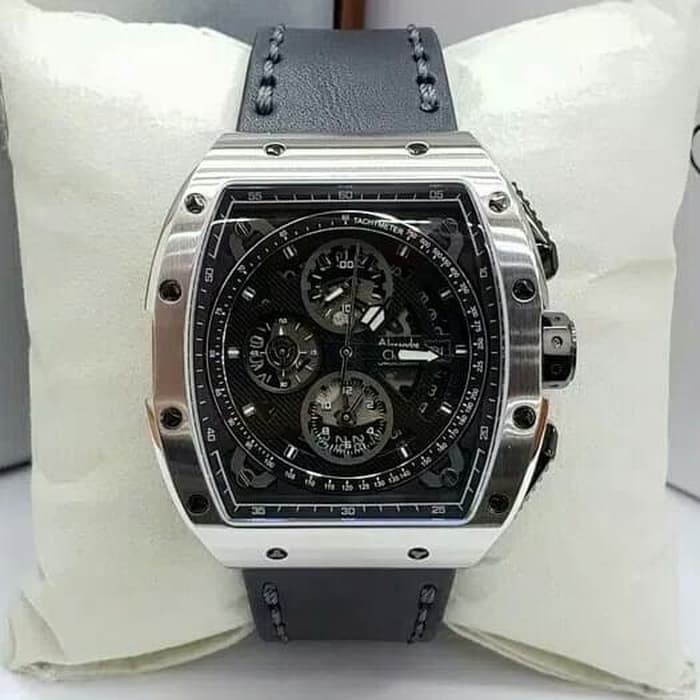 Jam Tangan Pria Alexandre Christie 6411 ORIGINAL Silver Black