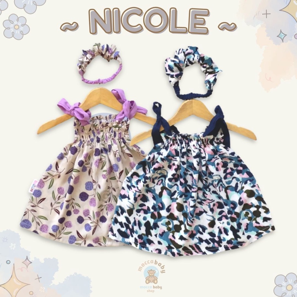 MBSS - BBB DRESS NICOLE dress anak perempuan bayi motif bunga lucu free headband