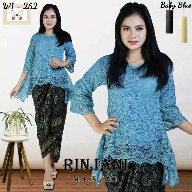 KEBAYA JADI WISUDA BROKAT RINJANI SET GREY / KAIN LILIT / BYO2 9091 SERAGAMAN KEBAYA PESTA MURAH