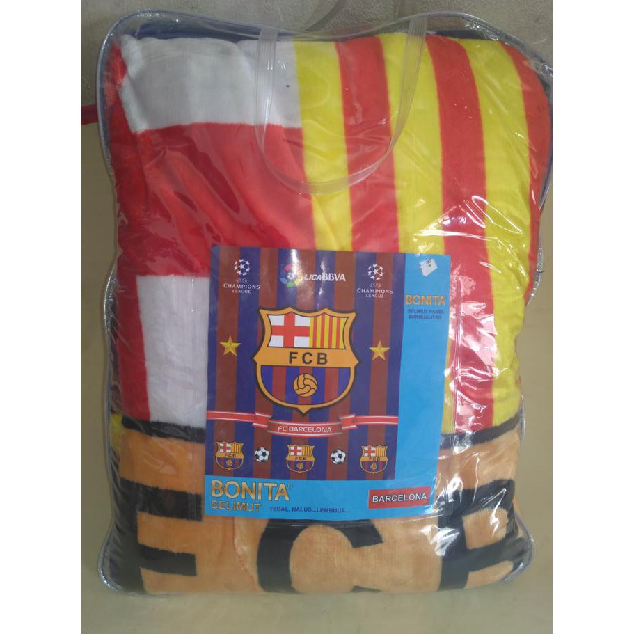 Selimut Bonita - Selimut Tidur - Selimut Motif Bola - Selimut Barcelon