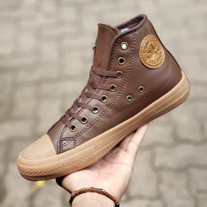 SEPATU CONVERSE KULIT ORIGINAL LEATHER HIGH Brown / Cokelat