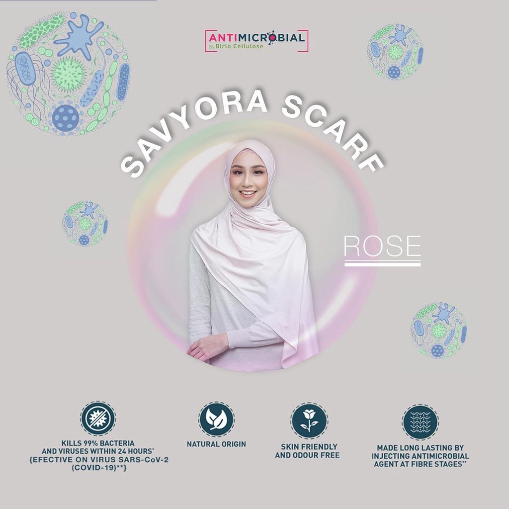 defect Savyora Antimicrobial Scarf Restu Anggraini RA Pashmina jilbab anti bakteri adem dan nyaman k
