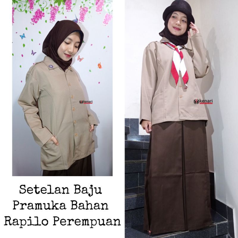 Setelan Pramuka Pembina Perempuan Bahan Rapilo Seragam Pramuka Guru Bahan Licin Pramuka Pembina