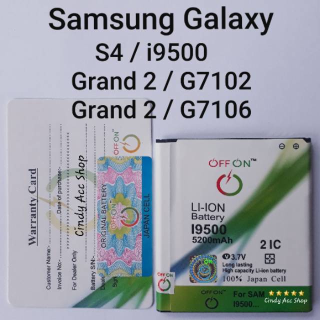 Baterai Battery Batre Samsung Galaxy Grand 2 G7102 G7106 S4 i9500 B600BC Doublepower