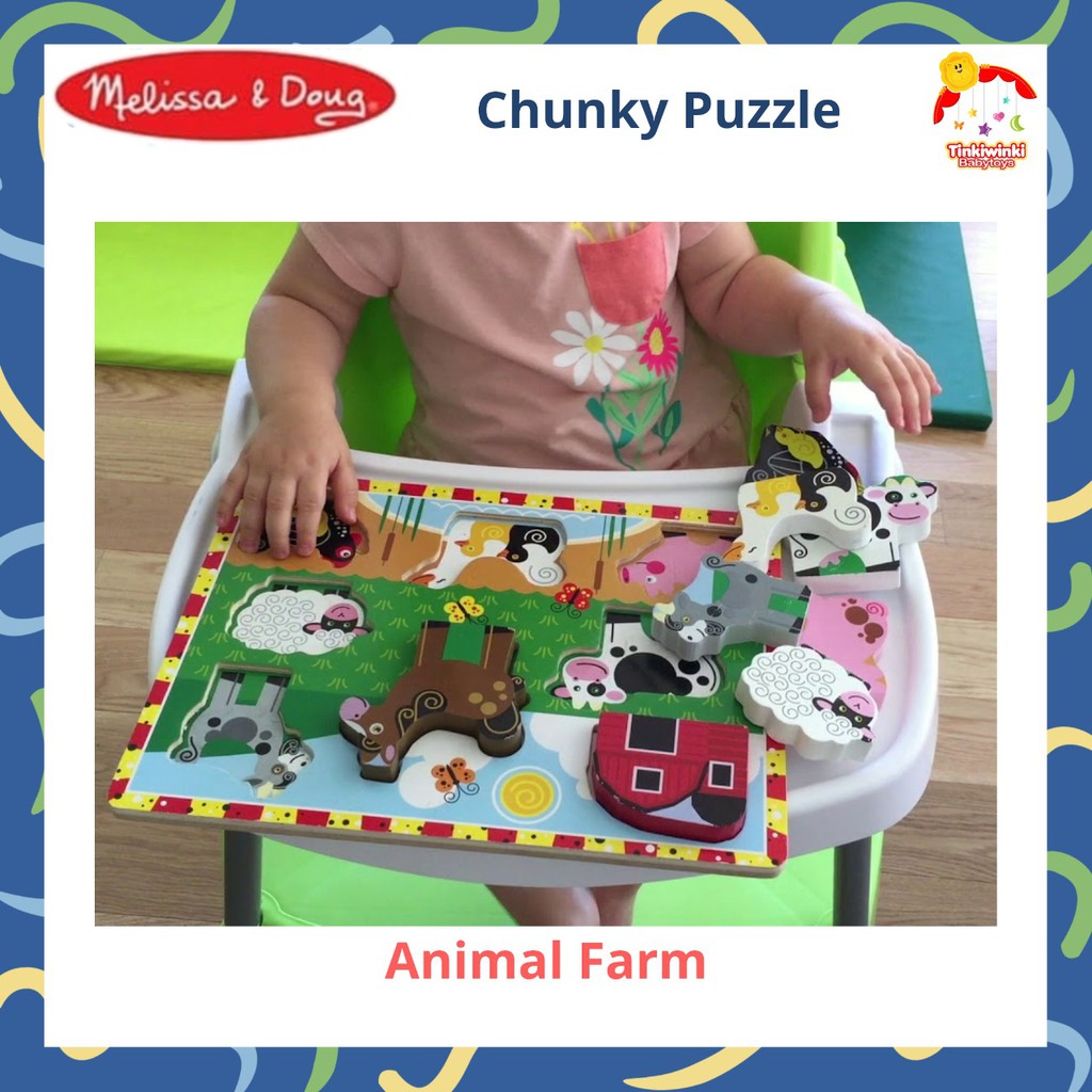 Chunky puzzle Melissa and Doug puzzle kayu slide untuk motif