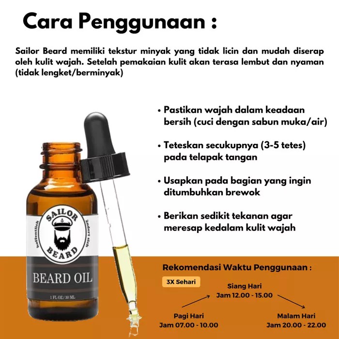 Minyak Penumbuh Rambut Botak - Minyak Penumbuh Brewok Rambut Sailor Beard Oil Menumbuhkan Rambut Brewok Kumis Alis Jambang Jenggot