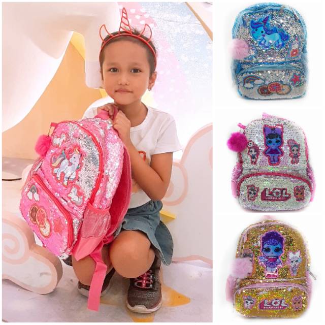 Tas Sequin Unicorn LoL Ransel Sekolah TK SD Paud | Shopee