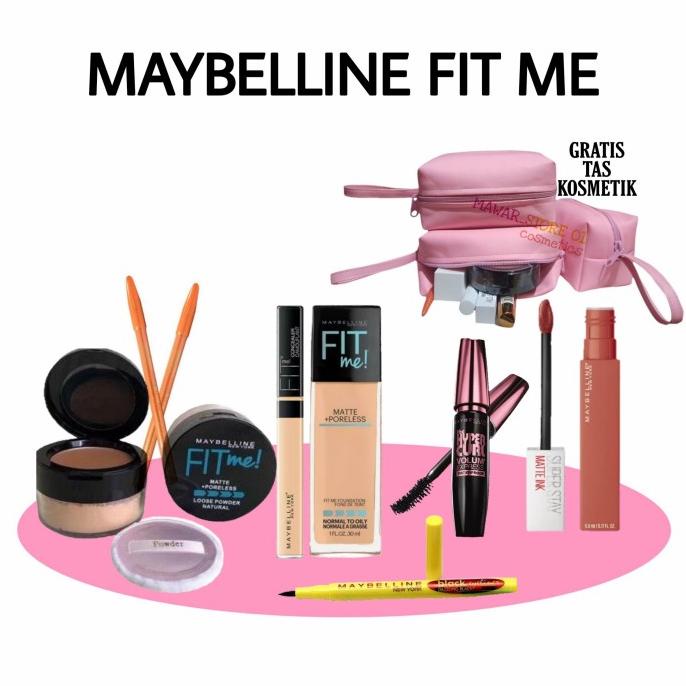 Best Product Maybelline Fit Me Fondation Paket Kosmetik Bedak Tabur Fit Me - Paling Dicari