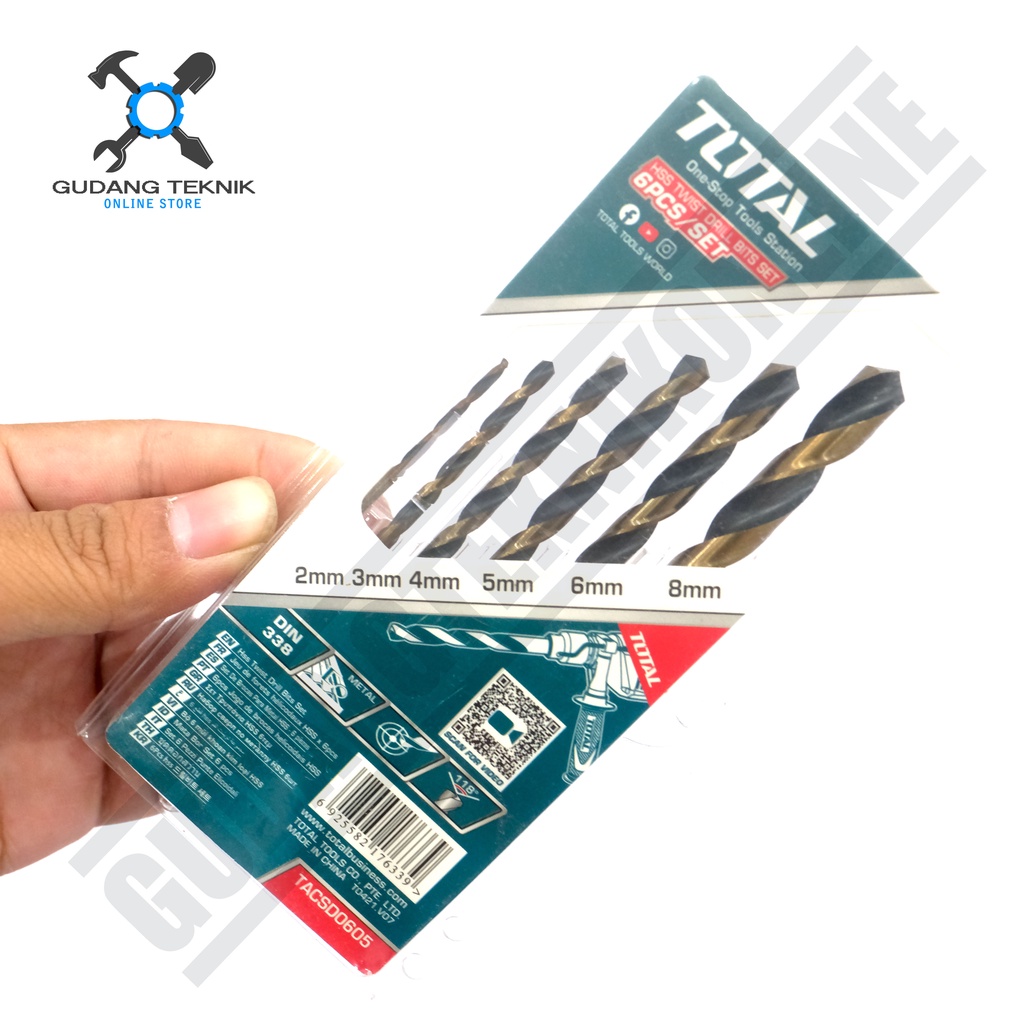 Mata Bor Besi HSS Set 6pcs TOTAL TACSD0605 / HSS Twist Drill Bit Set 6 Pcs TOTAL TACSD 0605