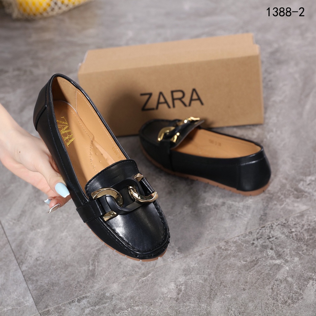 ZR Leather With Chain Flat Shoes 1388-2