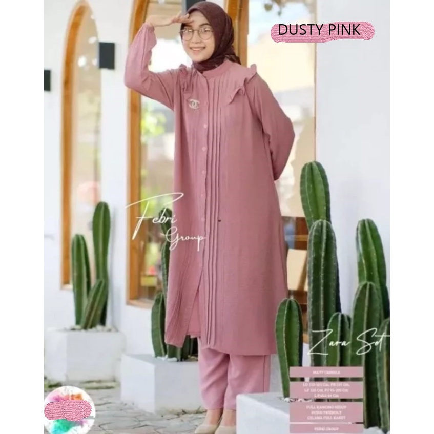 ZIRA Set Crinkle Airflow Jumbo LD 120 - ZIRA Set / One Set Jumbo Crinkle Premium Motif Polos / Setelan Wanita / Stelan Long Tunik Busui / Setelan Long Tunik Polos Plisket / one set plisket premium / setcel polos crinkle / One set polos / Set premium