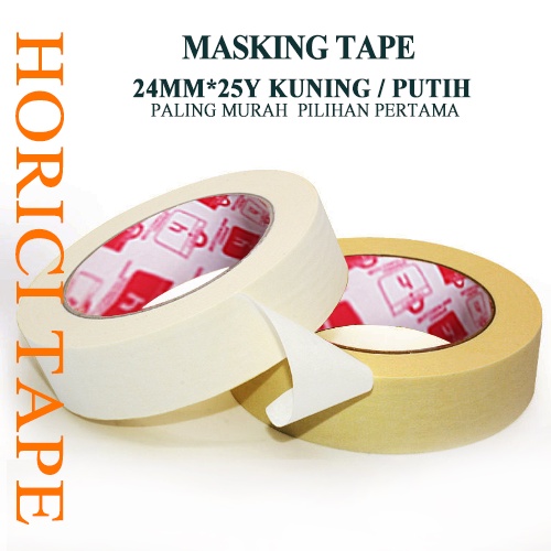 Isolasi Kertas  HORICI Masking tape 24mm*25Y perekat kualitas bagus lebih tebal warna