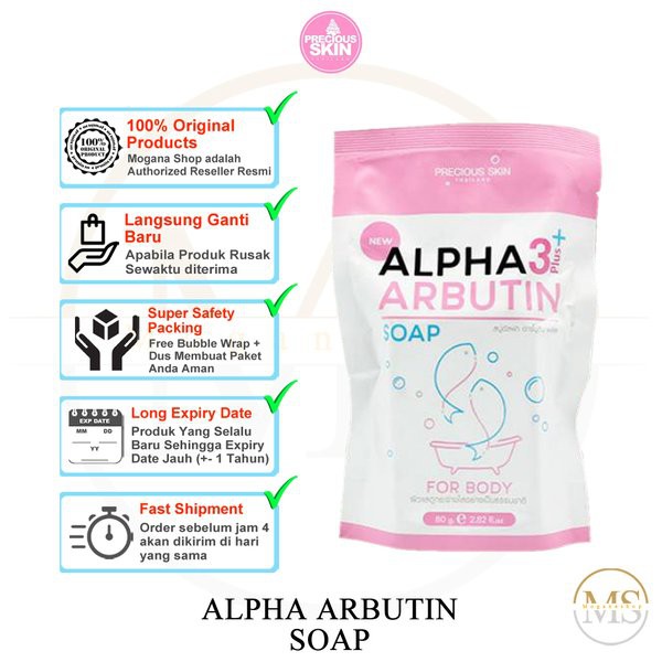 Precious Skin Alpha Arbutin 3 Plus Collagen Whitening Soap / Sabun Pemutih Badan / Sabun / Soap 80g