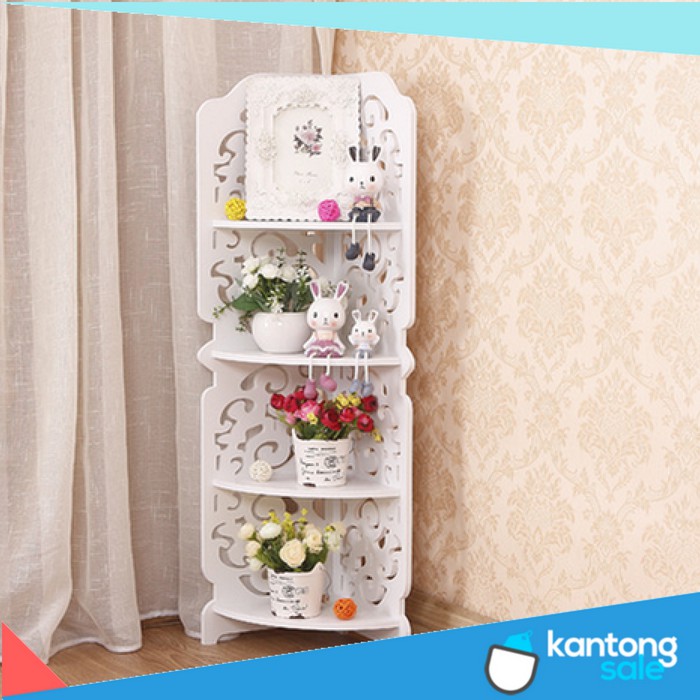 Rak Buku Rak Dinding Rak Sudut Berdiri Rak 4 Tingkat Pajangan Dekorasi Ruang Dekorasi Kamar