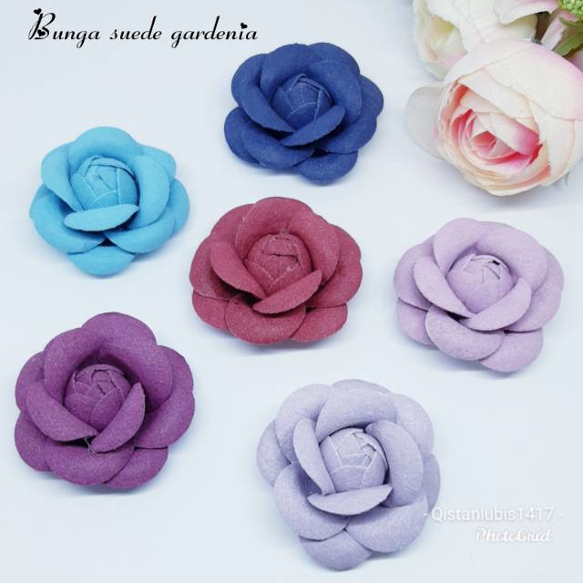 Bunga suede gardenia 4.5cm