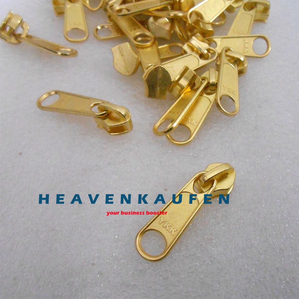 Kepala Resleting / Kepala Zipper YKK No 5 Gold Emas Gigi Coil Halus