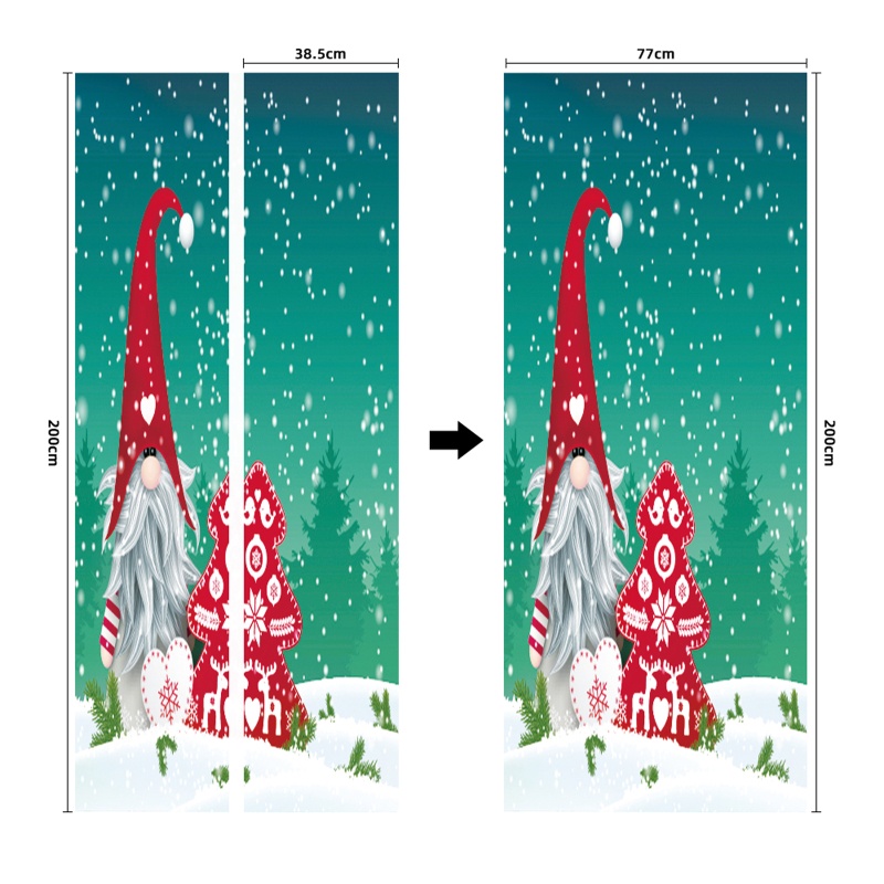 Zzz 2pcs / set Stiker Pintu Kulkas Motif Santa Claus Natal Anti Air Untuk Dekorasi