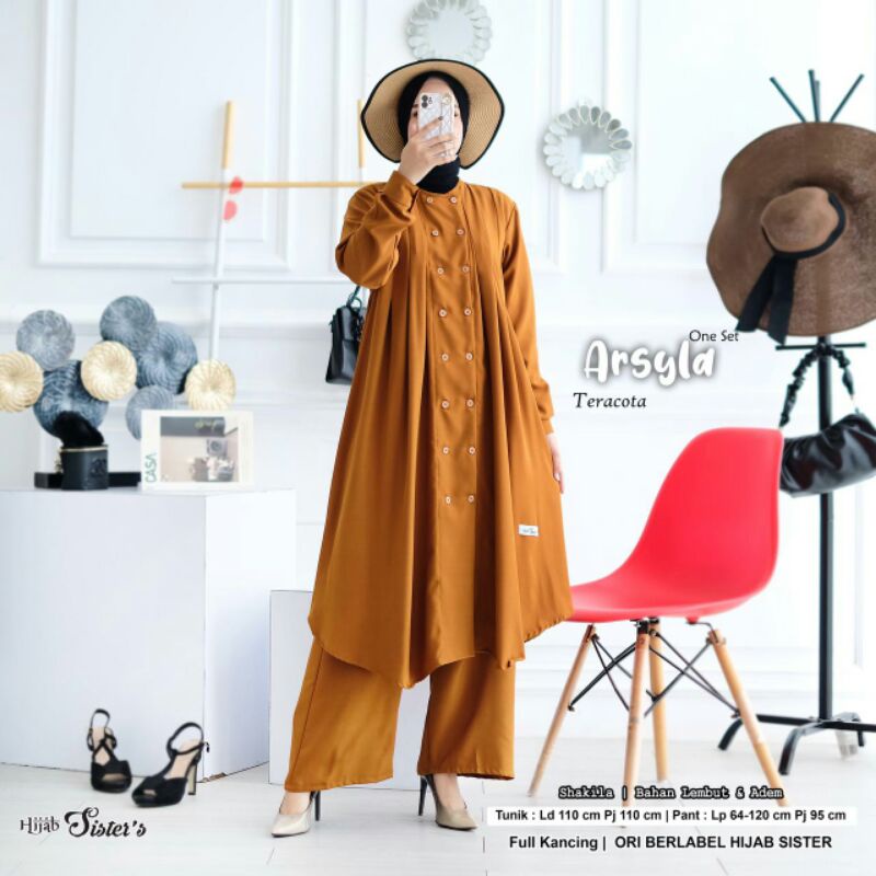 Setelan Wanita Atasan Dan Celana Kulot Model Terbaru Arsyla Oneset Original Hijab Sister's