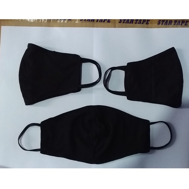 masker kain hitam tali karet