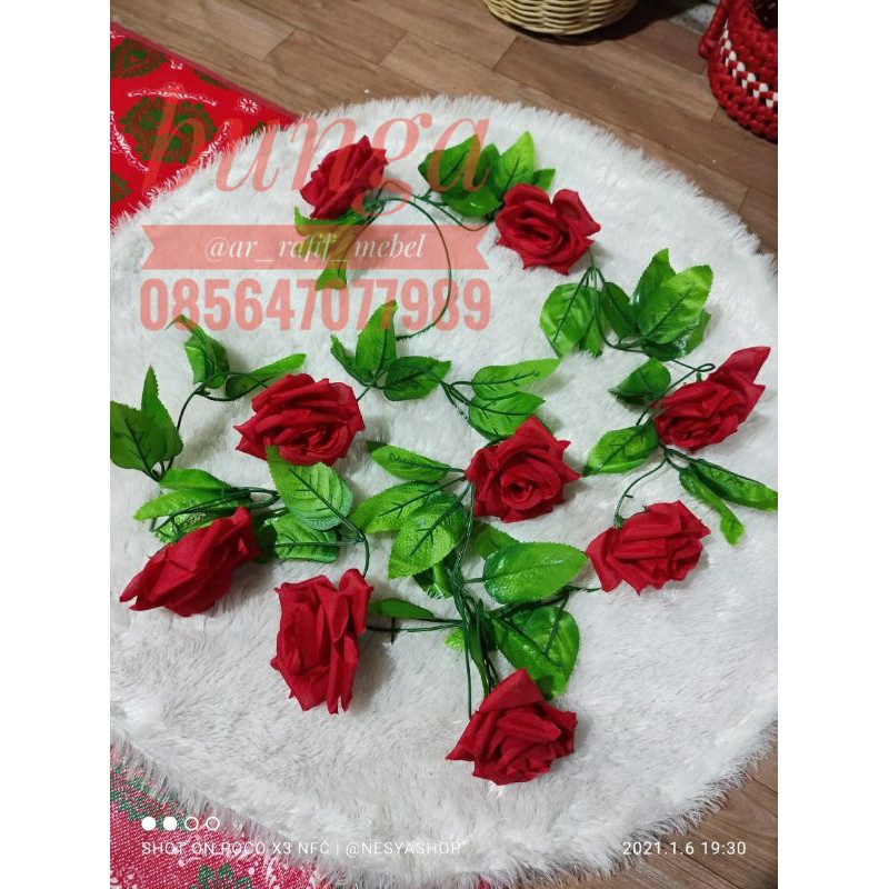 bunga rambat / daun rambat / bunga mawar rambat / mawar rambat / bunga artificial / bunga plastik