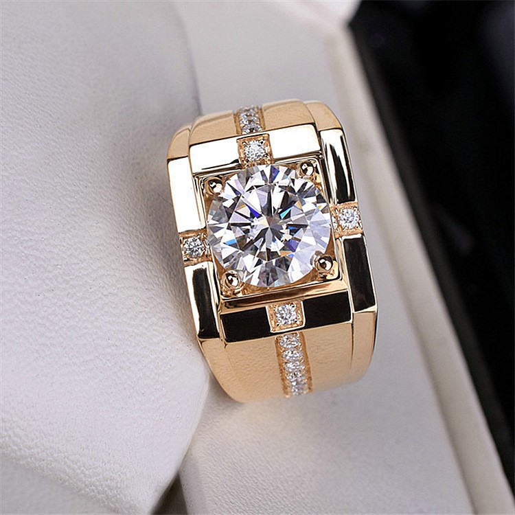 Cincin Tunangan Warna Emas Putih 14K untuk Pria