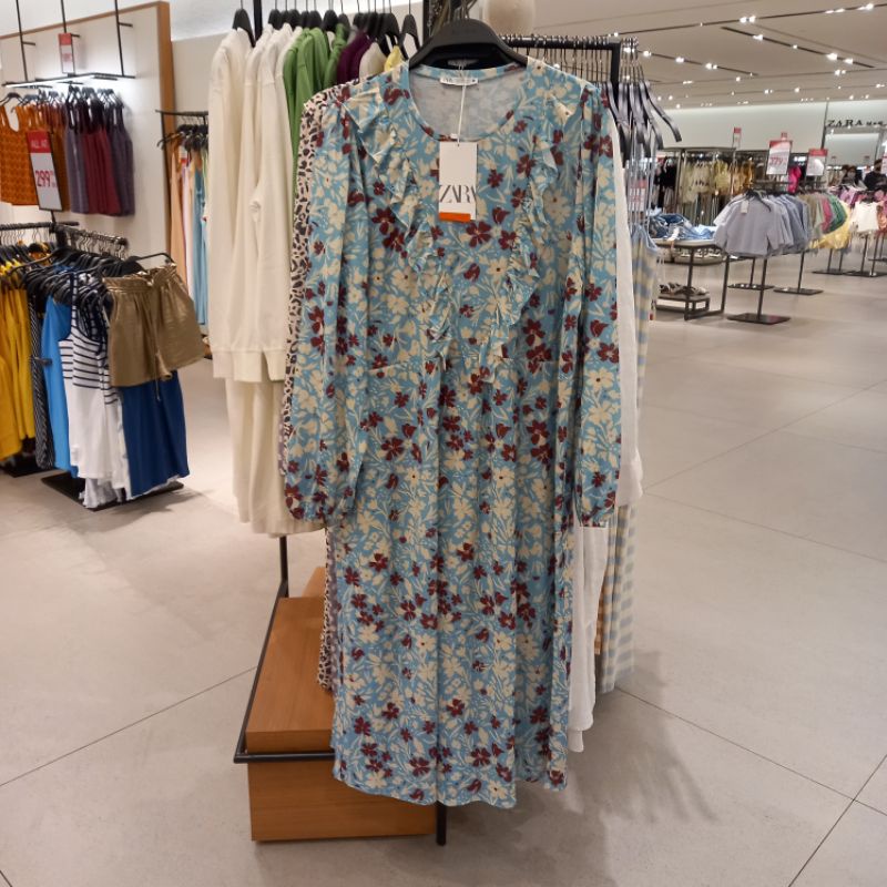 ZARA ORI FREE ZARA PAPER BAG Maxi Dress Motif Bunga Polos Putih Hitam Katun Linen GARANSI TERMURAH