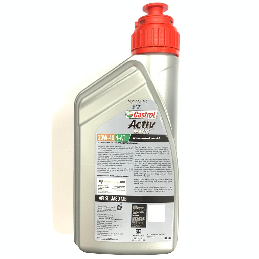 OLI MESIN SCOOTER CASTROL ACTIV MATIC 800ML 20W40 API SL ZIPBOOSTER