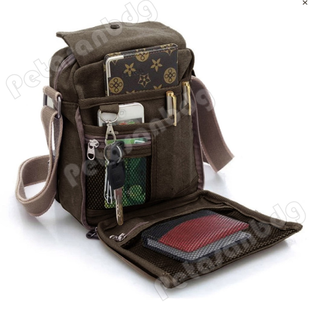 PTS -Baepack Vineyard Canvas Multifunction Travel Satchel Messenger Shoulder Bag - Olive