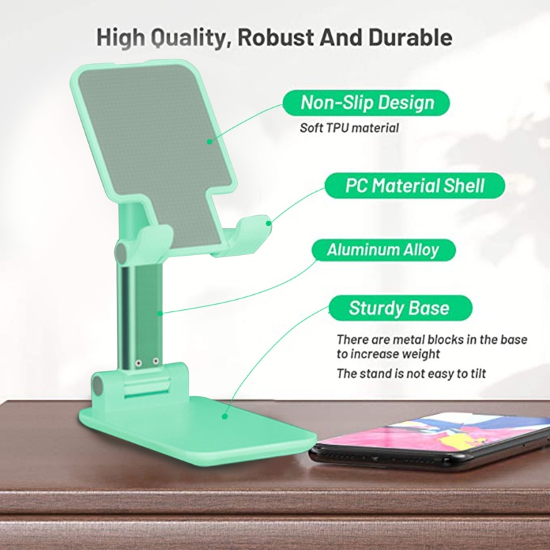 VIVI   Non Slip Desktop Phone Holder Dock Compatible with All Phones Green Adjustable