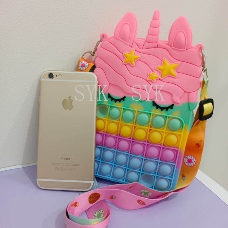 TAS SELEMPANG POP IT ANAK / TAS POP IT UNICORN HP