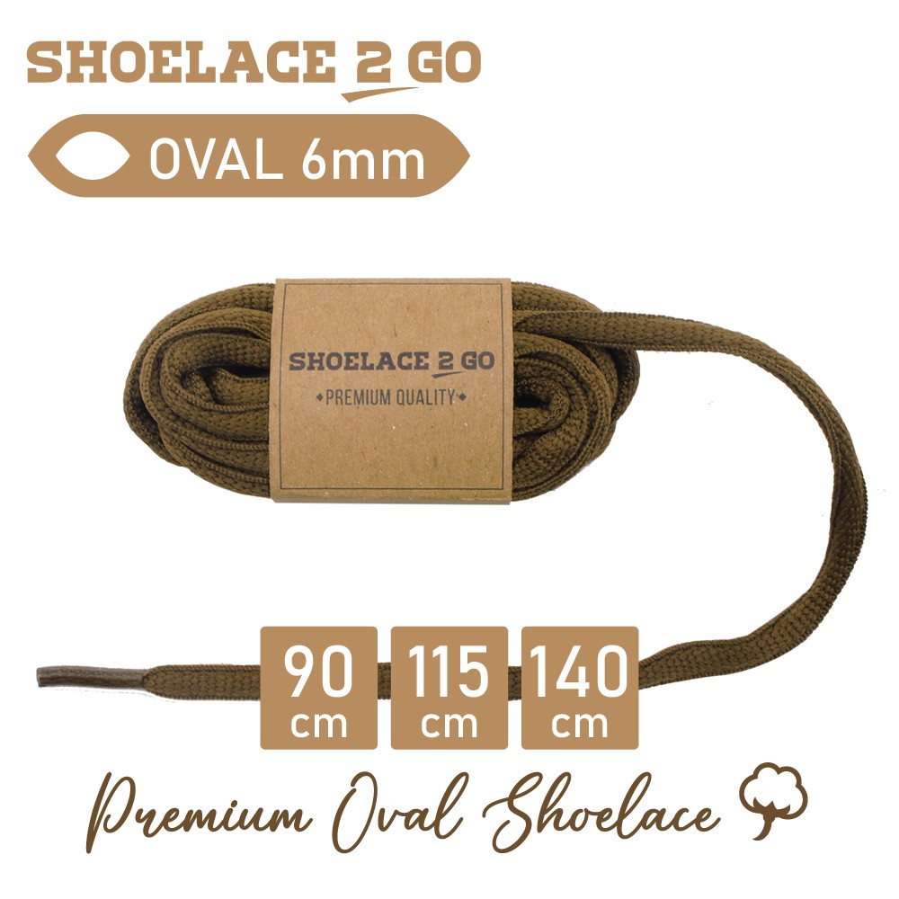 SHOELACE 2 GO PREMIUM TALI SEPATU LONJONG OVAL - SO6 - C1 - BROWN - 6MM