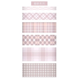 5 Rol / Set Stiker Tape Motif Kotak-Kotak Untuk Stationery Diy