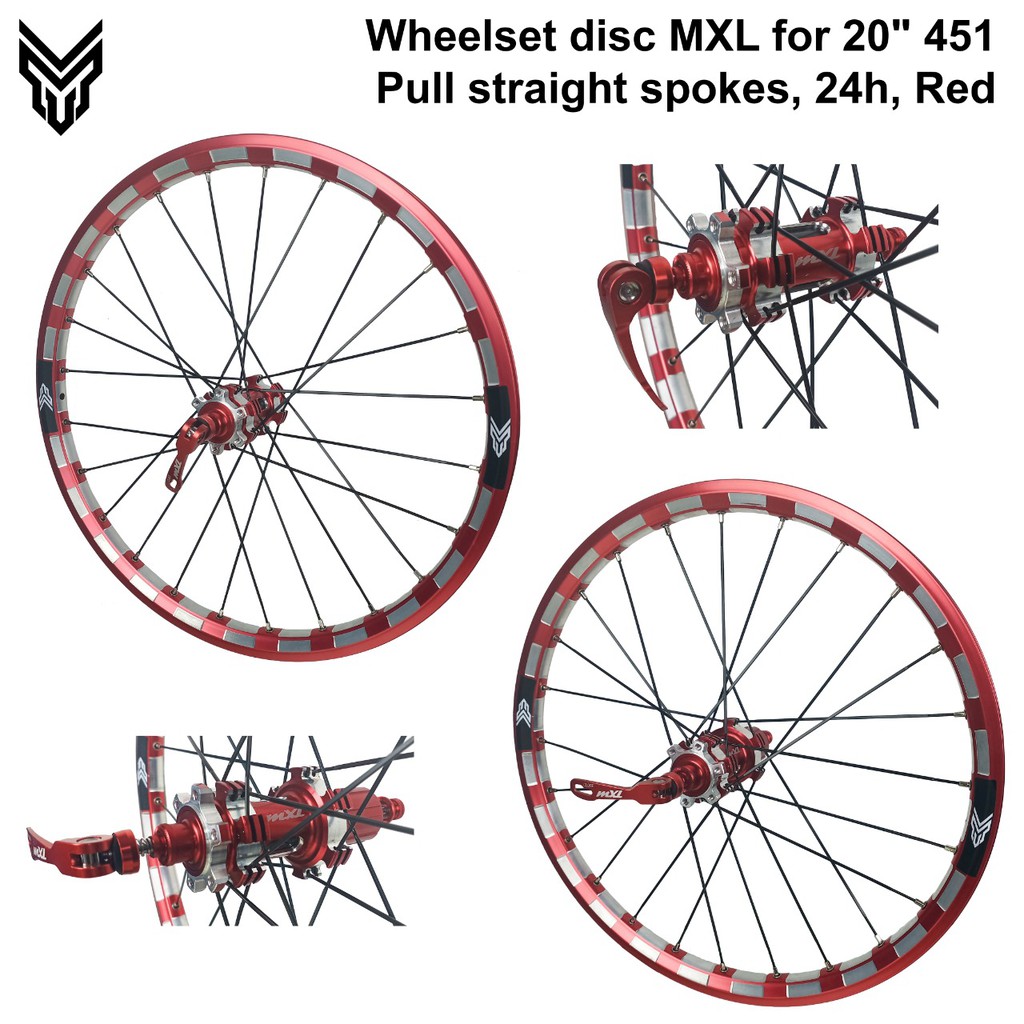 Wheelset MXL disbrake 20-451-22inch jangkrik 6 bearing Red atau Merah