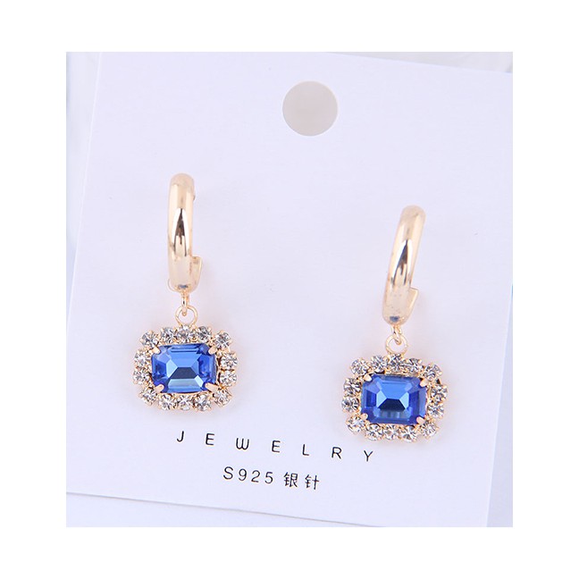 LRC Anting Tusuk Fashion Blue 925 Silver Needle Gemstone Stud Earrings A59438
