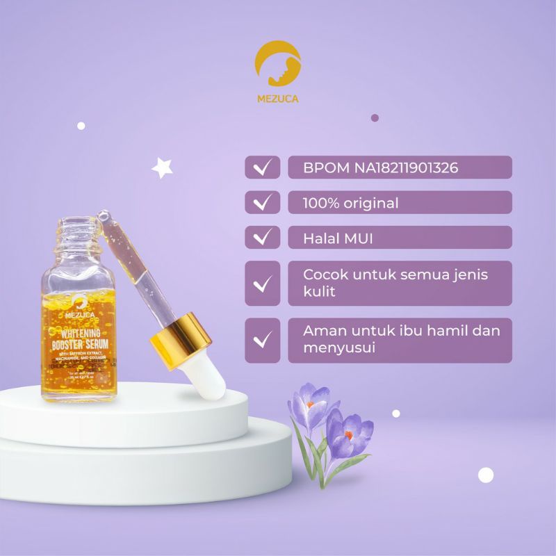 ❤ MEZUCA ❤ Serum Saffron Whitening Booster Serum with Niacinamide 20ML and Collagen Pemutih Wajah Glowing - Keluarga id