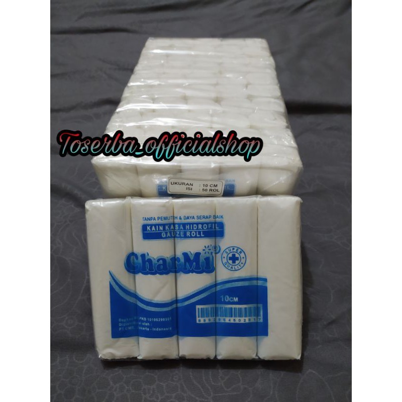 Kasa Gulung Pembalut 10 cm Charmi - kain Kasa Perban hidrofil Gauze Roll